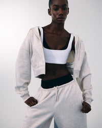 Foundations All Season Cropped Zip Up Hoodie | Oat Marl