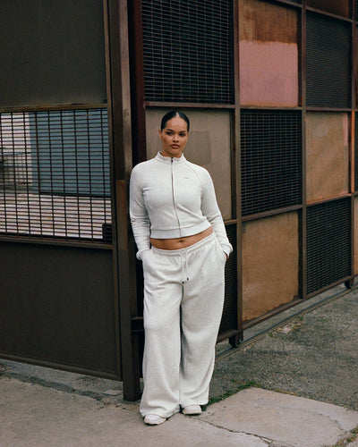 Jersey Tracksuit Straight Leg Sweatpants | Light Gray Marl