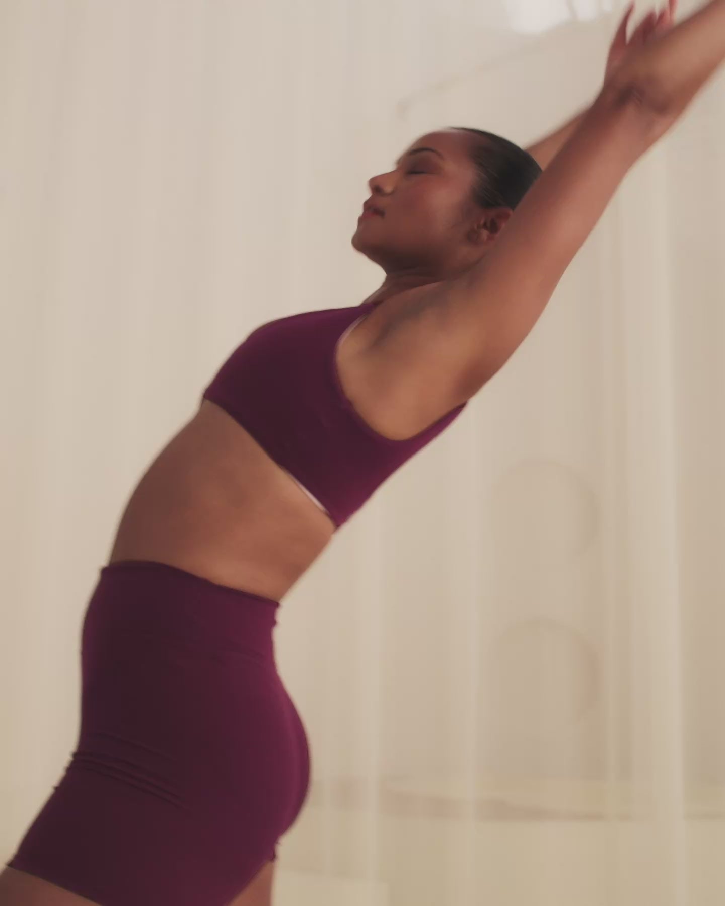 SoftMotion™ Scoop Back Bralette with Gray Logo | Cherry Lacquer Purple