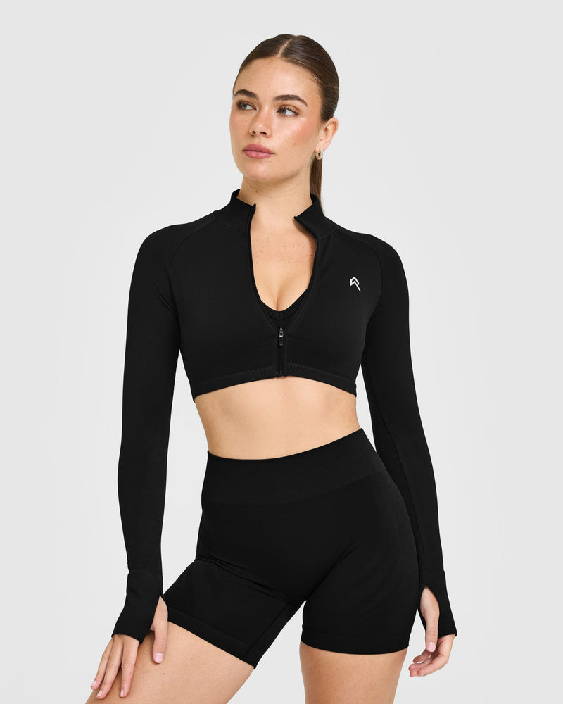 EnhanceLift Seamless Crop Jacket in Black | Oner Active US
