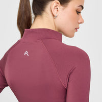 EnhanceLift™ Seamless Crop Jacket with White Logo | Burnt Maroon