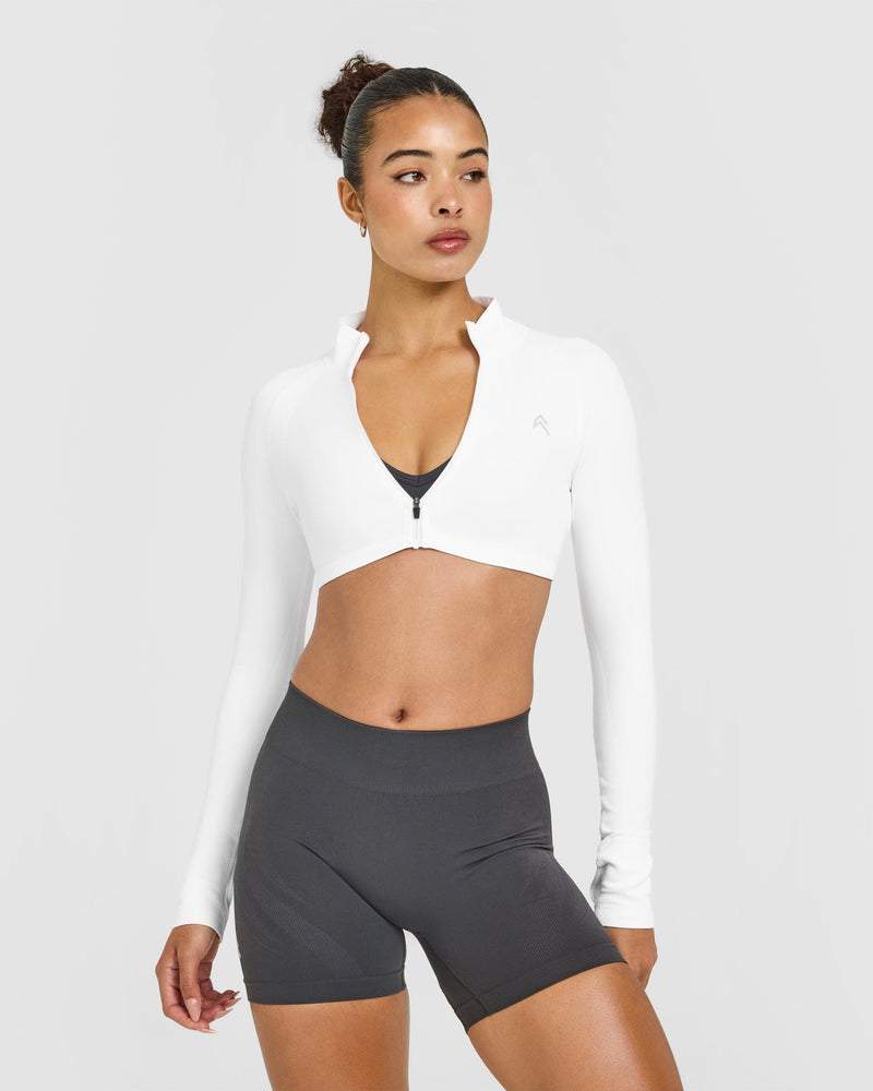 EnhanceLift Seamless Crop Jacket in White | Oner Active US