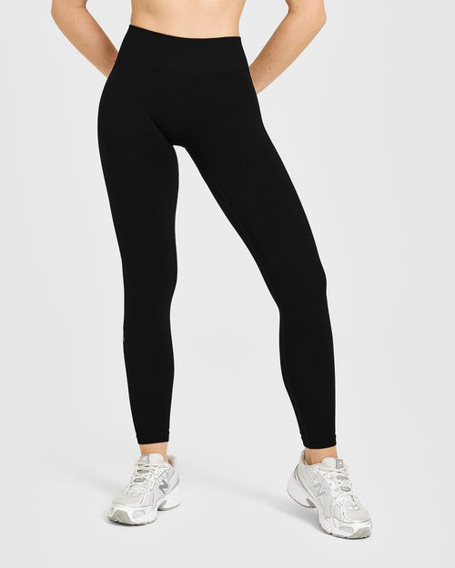 Oner Modal EnhanceLift™ Seamless Leggings with White Logo | Black