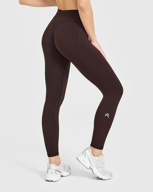 EnhanceLift™ Seamless Leggings with White Logo | Plum Brown