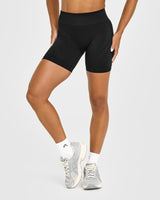 EnhanceLift™ Seamless Shorts with White Logo | Black