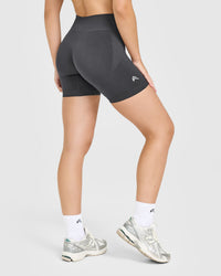EnhanceLift™ Seamless Shorts with White Logo | Coal