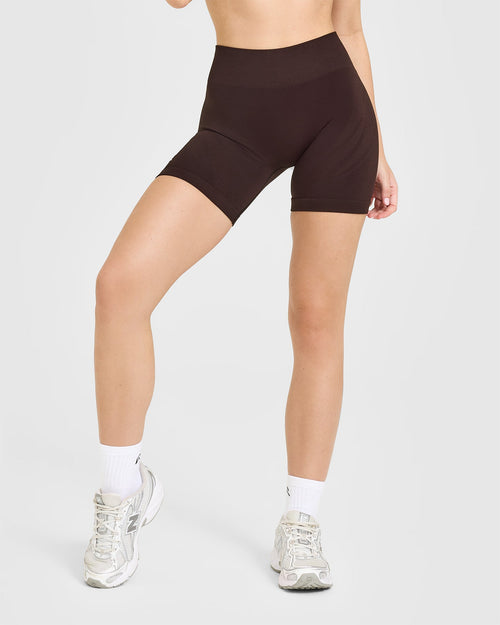 Oner Modal EnhanceLift™ Seamless Shorts with White Logo | Plum Brown