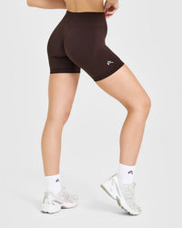 EnhanceLift™ Seamless Shorts with White Logo | Plum Brown