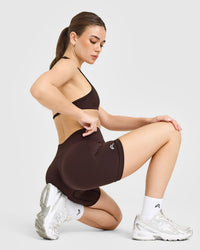 EnhanceLift™ Seamless Shorts with White Logo | Plum Brown