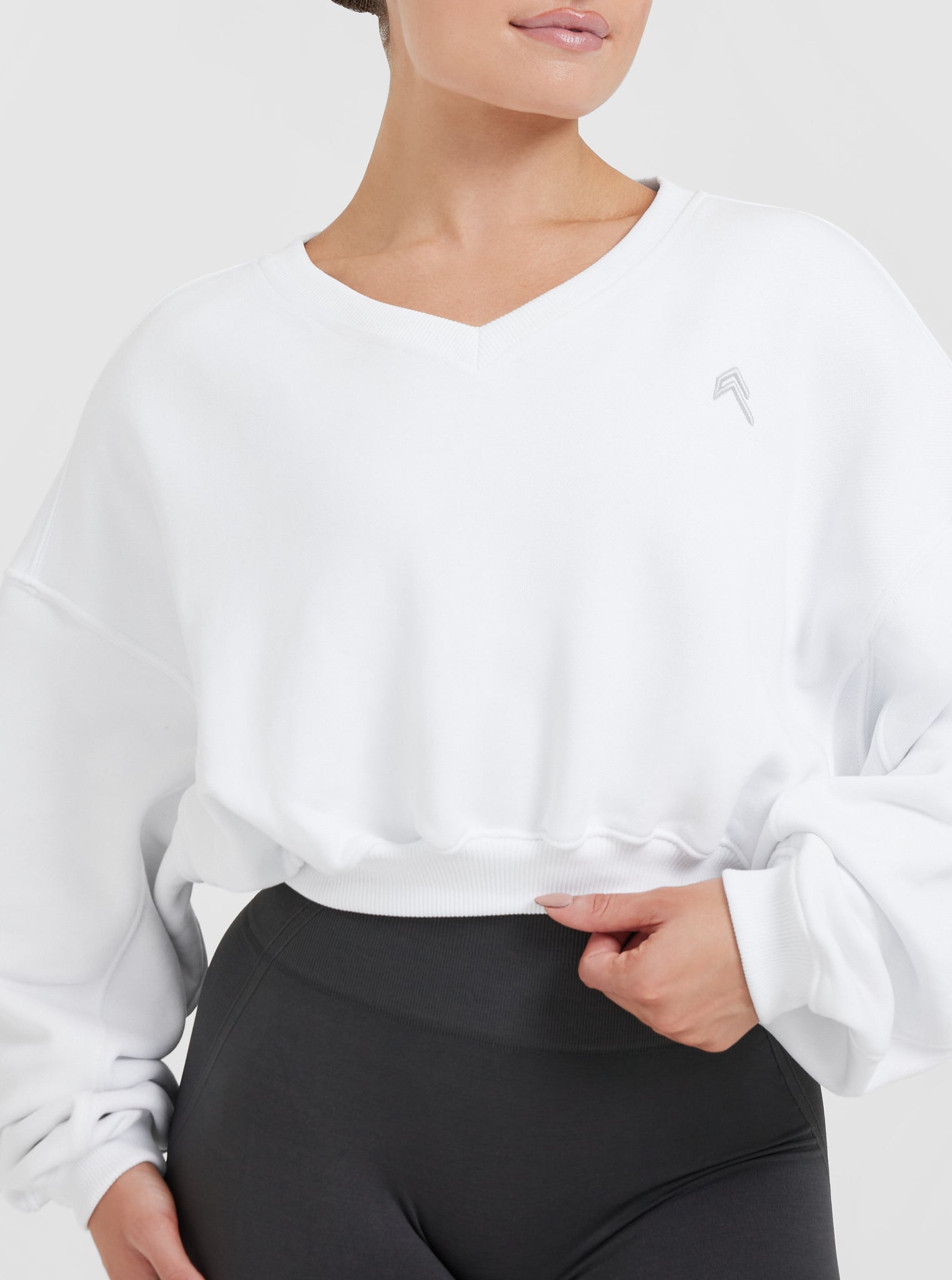 White v neck sweatshirt womens clearance