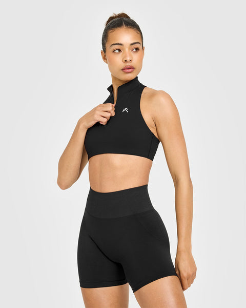 EasyLift™ Zip High Neck Sports Bra in Black | Oner Active US