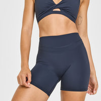 UnifiedMove™ High Waisted Shorts White Logo 6" | True Blue