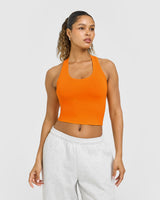 Cotton Fitted Mid Tank Top | Flame Orange