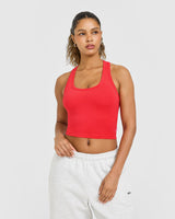 Cotton Fitted Mid Tank Top | Muscle Mommy Red