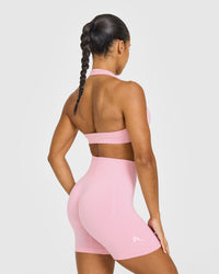 Effortless Seamless Halter Neck Sports Bra | Petal Pink