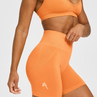 EffortlessLift™ Seamless Shorts with White Logo | Apricot Orange