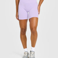 EffortlessLift™ Seamless Shorts with White Logo | Lavender Purple