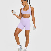 EffortlessLift™ Seamless Shorts with White Logo | Lavender Purple