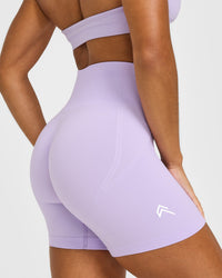 EffortlessLift™ Seamless Shorts with White Logo | Lavender Purple