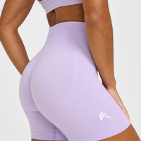 EffortlessLift™ Seamless Shorts with White Logo | Lavender Purple