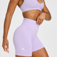 EffortlessLift™ Seamless Shorts with White Logo | Lavender Purple