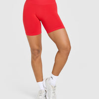 EffortlessLift™ Seamless Shorts with White Logo | Muscle Mommy Red