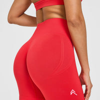 EffortlessLift™ Seamless Shorts with White Logo | Muscle Mommy Red