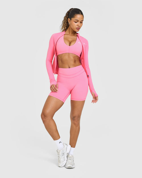 UnifiedMove™ Micro Bralette White Logo | Peony Pink