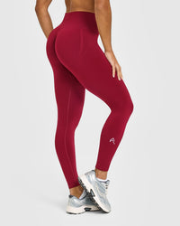 EffortlessLift™ Seamless Leggings with White Logo | Claret Red