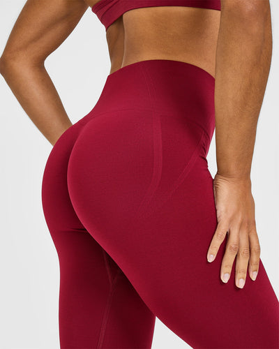 EffortlessLift™ Seamless Leggings with White Logo | Claret Red