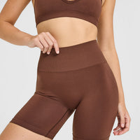 EffortlessLift™ Seamless Shorts with White Logo | Rustic Brown