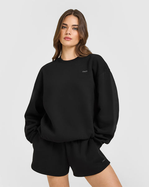 Women's Black Crew Neck Sweatshirt | Oner Active US