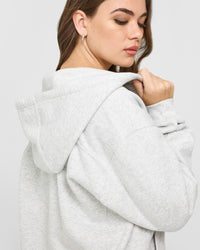 Foundations Zip Through Hoodie | Light Grey Marl