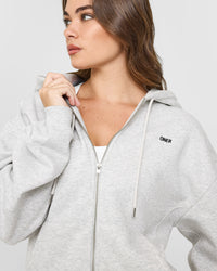 Foundations Zip Through Hoodie | Light Grey Marl