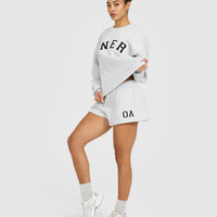 Foundations Oversized Oner Girlfriend Shorts | Light Gray Marl