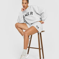 Foundations Oversized Oner Girlfriend Shorts | Light Gray Marl