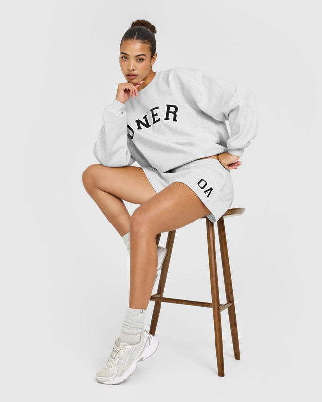 Foundations Oversized Oner Girlfriend Shorts | Light Gray Marl