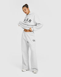 Foundations Oversized Oner Girlfriend Straight Leg Joggers | Light Grey Marl