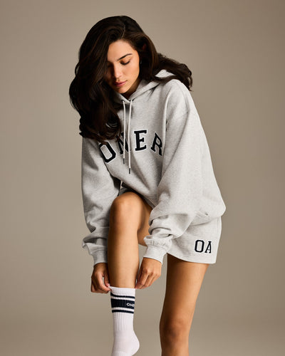 Foundations Oversized Oner Girlfriend Hoodie | Light Grey Marl