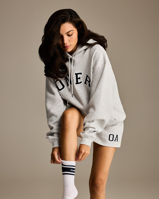 Foundations Oversized Oner Girlfriend Hoodie | Light Grey Marl