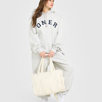 Foundations Oversized Oner Girlfriend Hoodie | Light Grey Marl