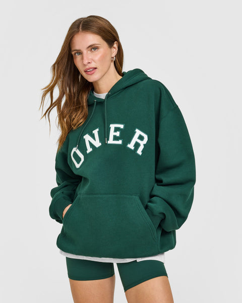 Foundations Oversized Oner Girlfriend Hoodie in Racing Green
