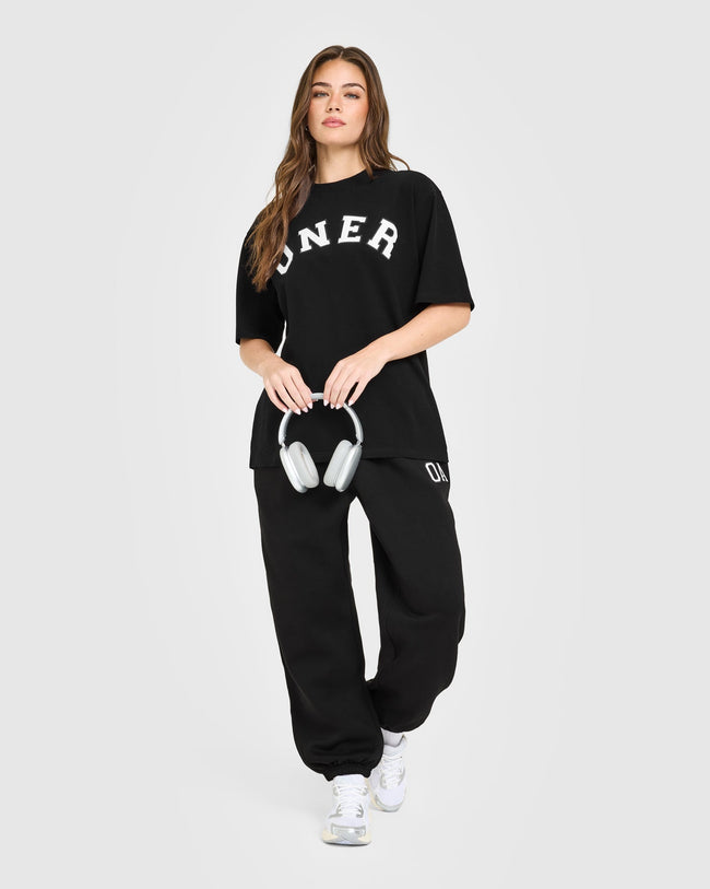 Oversized Oner Girlfriend Washed T-Shirt | Black