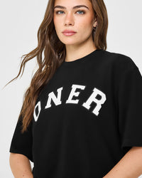 Oversized Oner Girlfriend Washed T-Shirt | Black