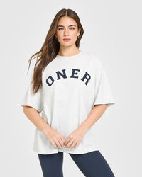 Oversized Oner Girlfriend Washed T-Shirt | Light Grey Marl