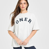 Oversized Oner Girlfriend Washed T-Shirt | Light Grey Marl