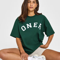Oversized Oner Girlfriend Washed T-Shirt | Racing Green