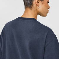 Oversized Oner Girlfriend Washed T-Shirt | True Blue