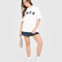 Oversized Oner Girlfriend Washed T-Shirt | White
