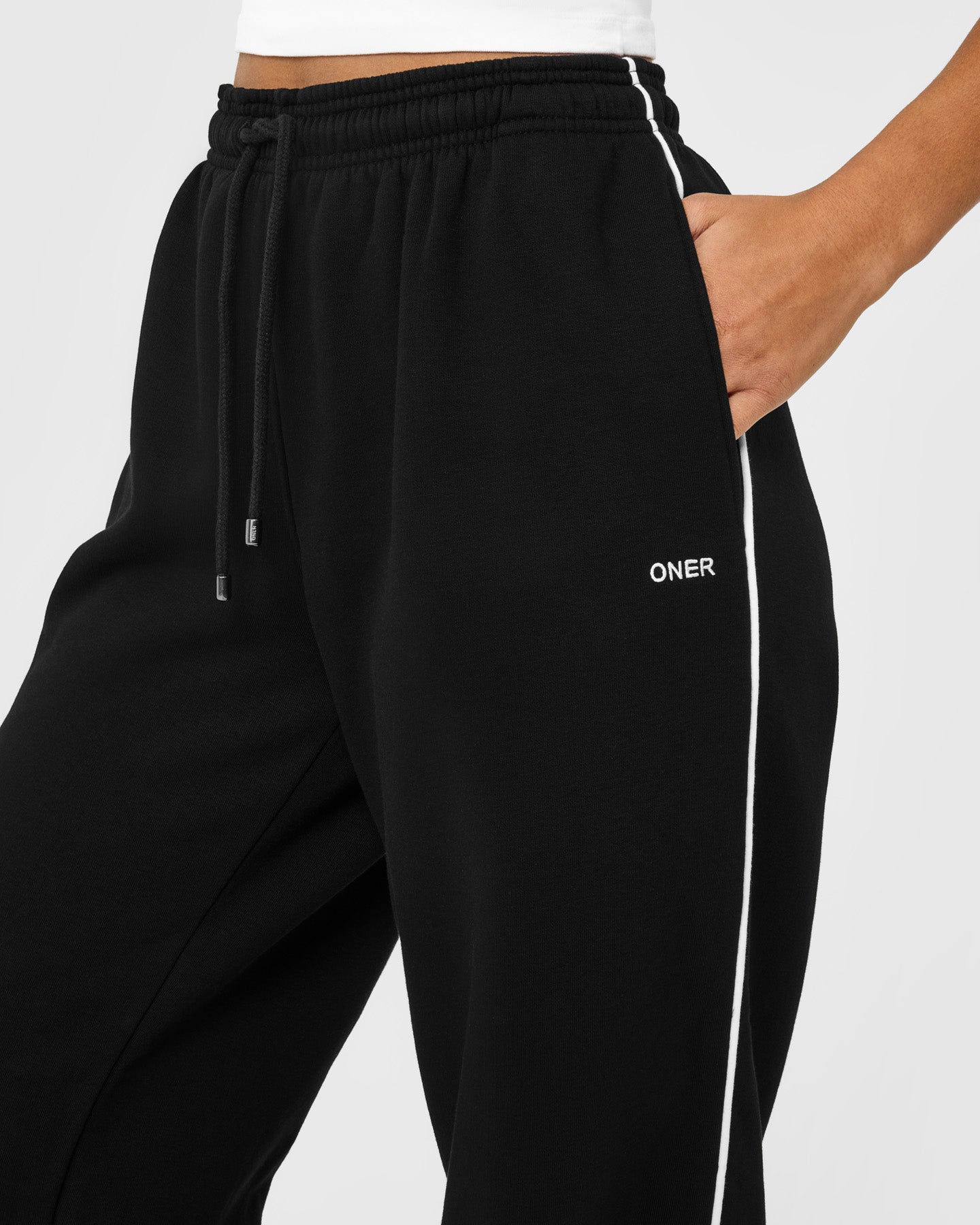 Jersey Tracksuit Straight Leg Joggers | Black